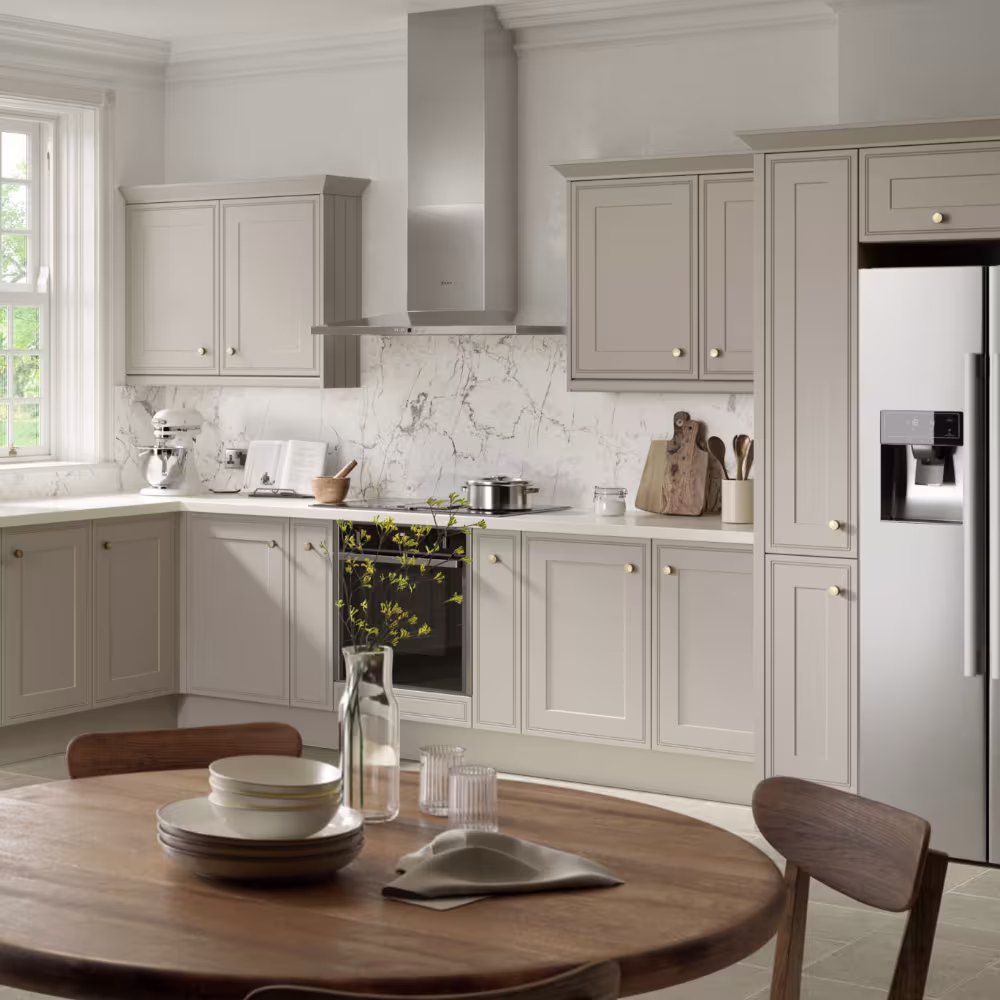 taupe grey kitchen cupboard door